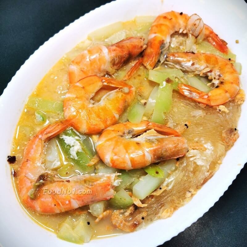 鹹蛋黃炒鮮蝦節瓜粉絲 3895