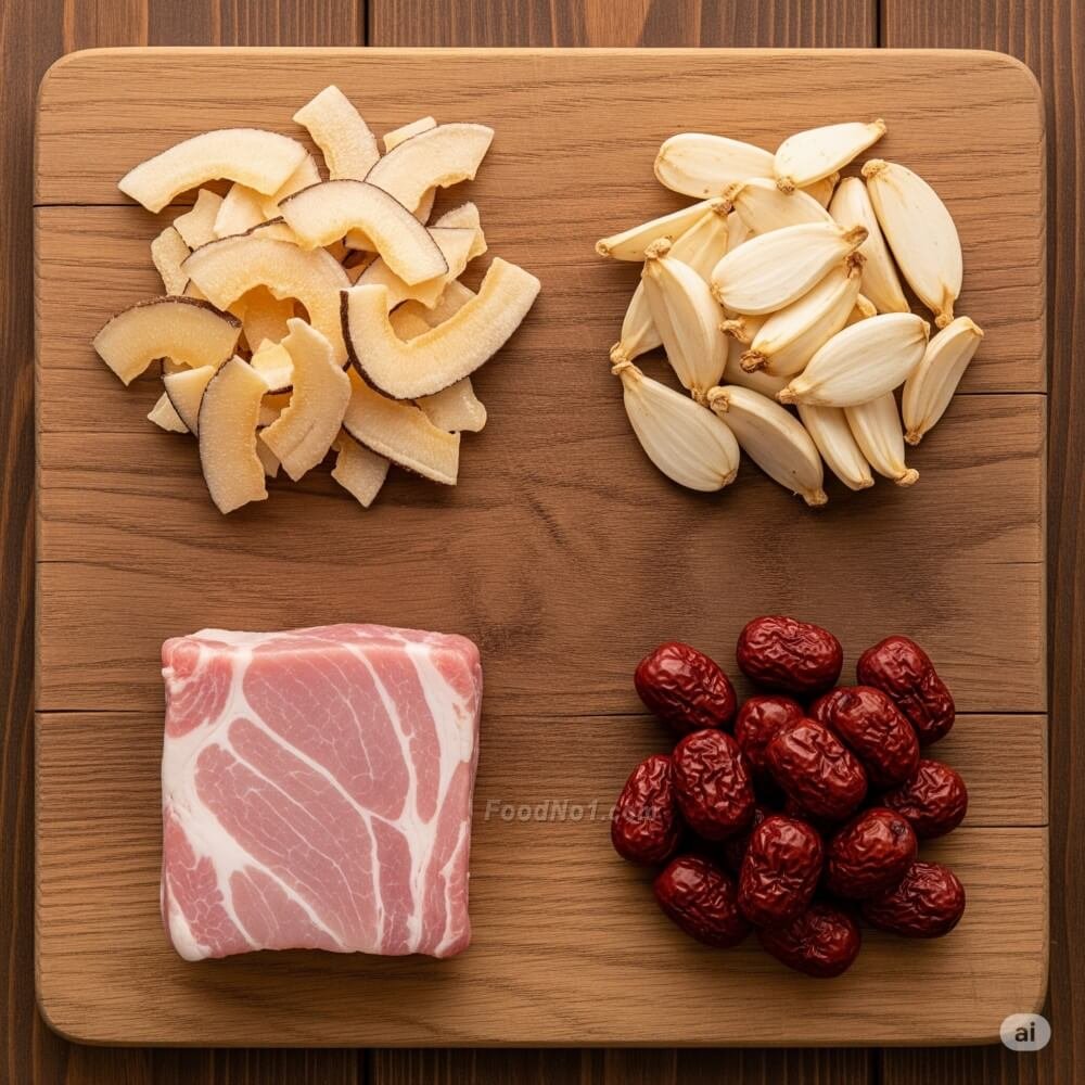 海底椰百合燉瘦肉湯-材料