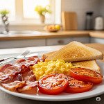 香脆煙肉炒蛋早餐盤